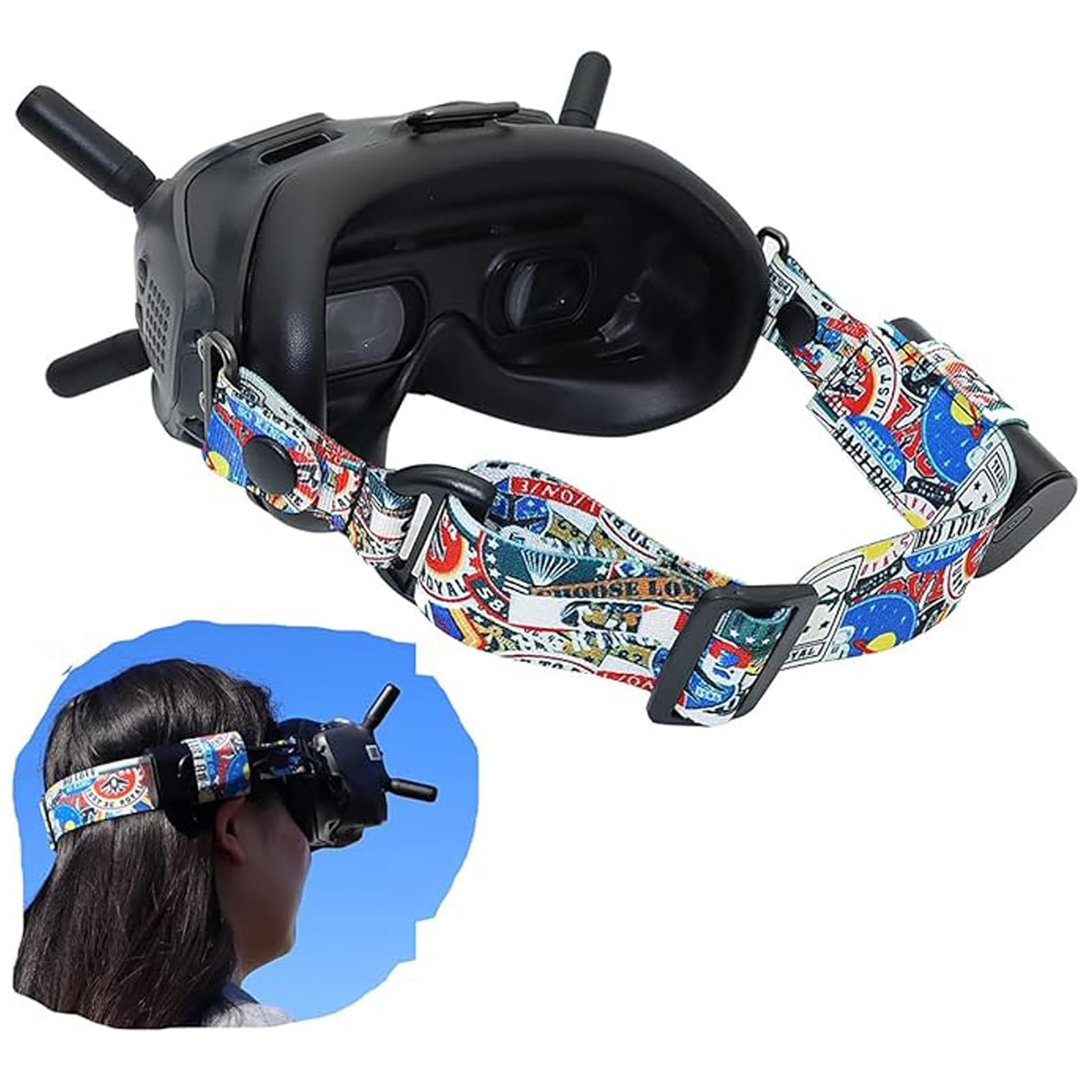 Tmom Verstellbarer Kopfbügel für DJI FPV-Brille V2 Kopfband für VR Brillen Festen Stirnband Videobrille Personalisierte Accessoires (Kopfgurt) von HYGJ