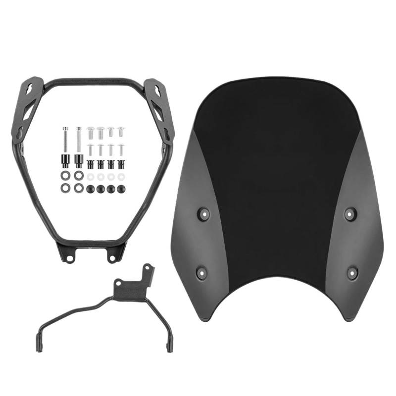 HYPERICIN Motorrad Windschild Spoiler Motorrad Windschutzscheibe Windschutzscheibe Frontscheibe Luftstromabweiser Visier Für GB350S 2023 2024 Windschutzscheibe ZubehöR(Black) von HYPERICIN