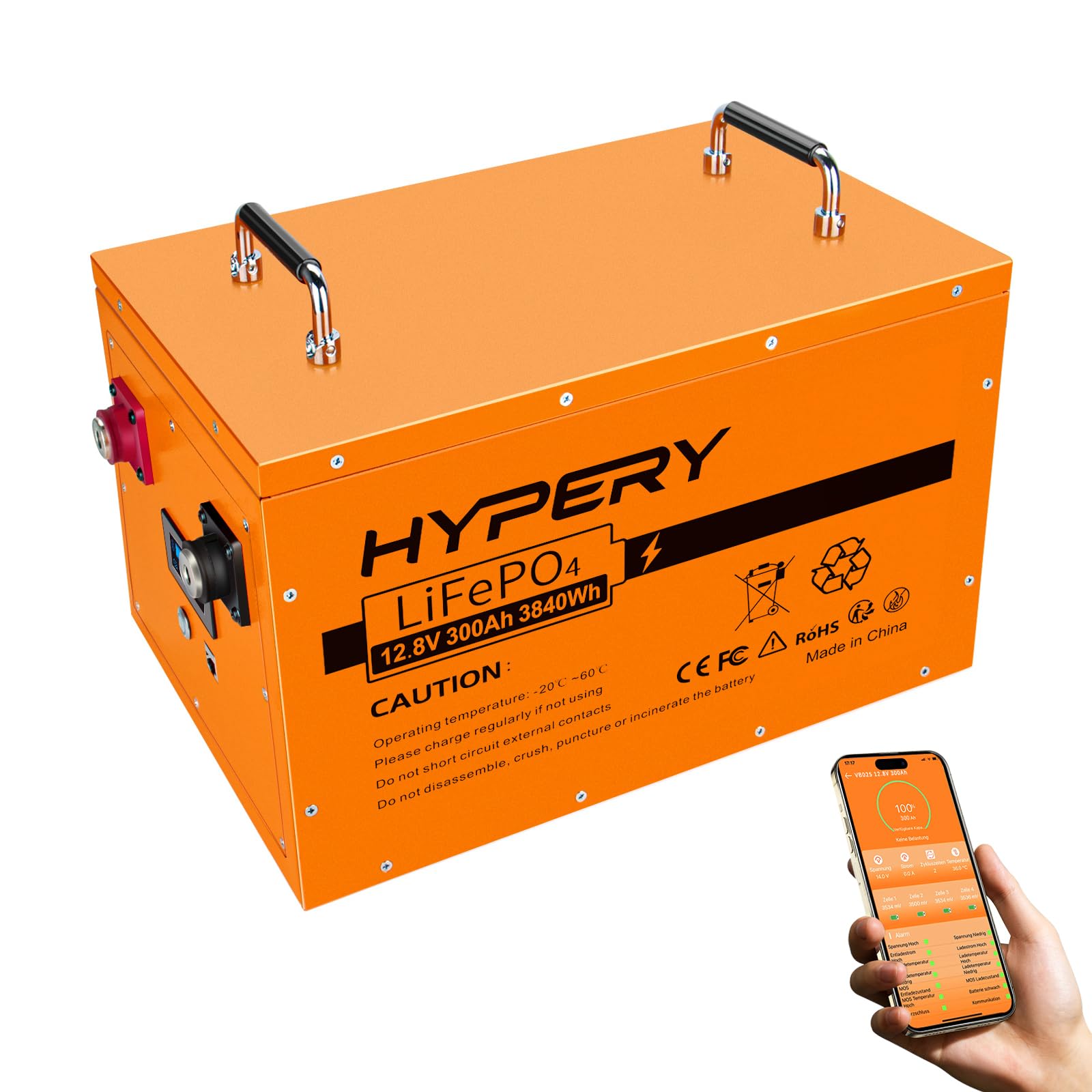 Smart 12V 300Ah LiFePO4 Batterie mit Bluetooth, LED-Display, Startschalter und BMS, perfekte Lithium Batterie für Wohnmobile, Golfwagen, Boote und Energiespeicher zu Hause Smart 12V 300Ah LiFePO4 Batterie mit Bluetooth, LED-Display, Startschalter und BMS, perfekte Lithium Batterie für Wohnmobile, Golfwagen, Boote und Energiespeicher zu Hause von HYPERY