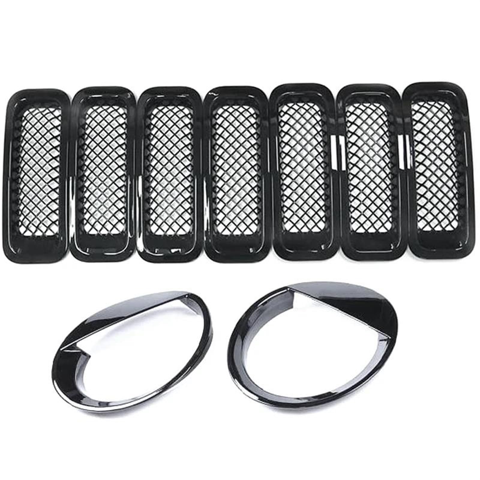 Vorne Kapuze Kühlergrill Für Jeep Für Patriot 2011 2012 2013 2014 2015 2016, 9-teiliges Kühlergrill-Grillgitter-Einsatzset + Scheinwerfer-Lampenabdeckungsverkleidung Auto Luftgitter Vorne Kapuze Kühlergrill Für Jeep Für Patriot 2011 2012 2013 2014 2015 2016, 9-teiliges Kühlergrill-Grillgitter-Einsatzset + Scheinwerfer-Lampenabdeckungsverkleidung Auto Luftgitter von HYQHYX