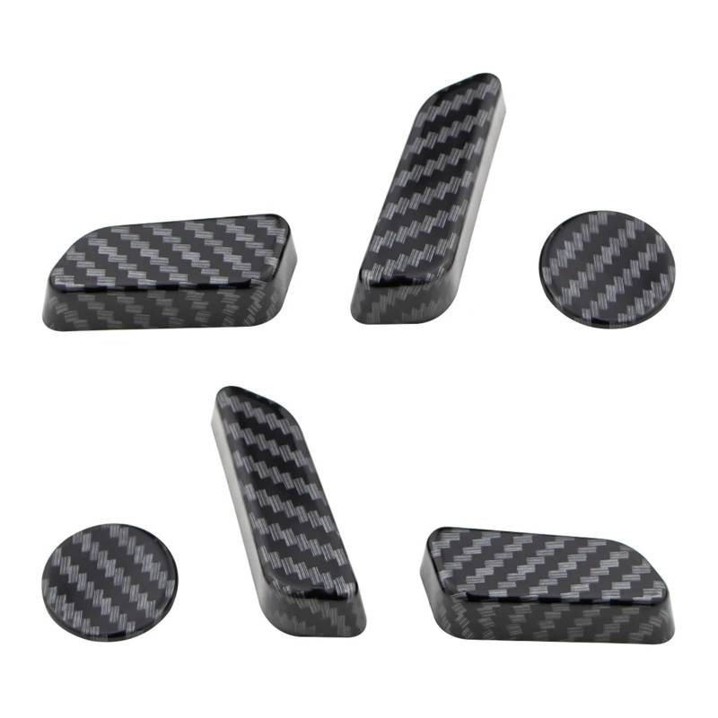 Zubehör Innenraum Autositz Knopfabdeckung Für Tesla Für Modell 3 Modell3 2016–2022 Sitzverstellungsknopf Aufkleberkappe 6 Teiliges Dekoratives Zubehör Interieur Zubehör(Carbon friber Black) von HYQHYX