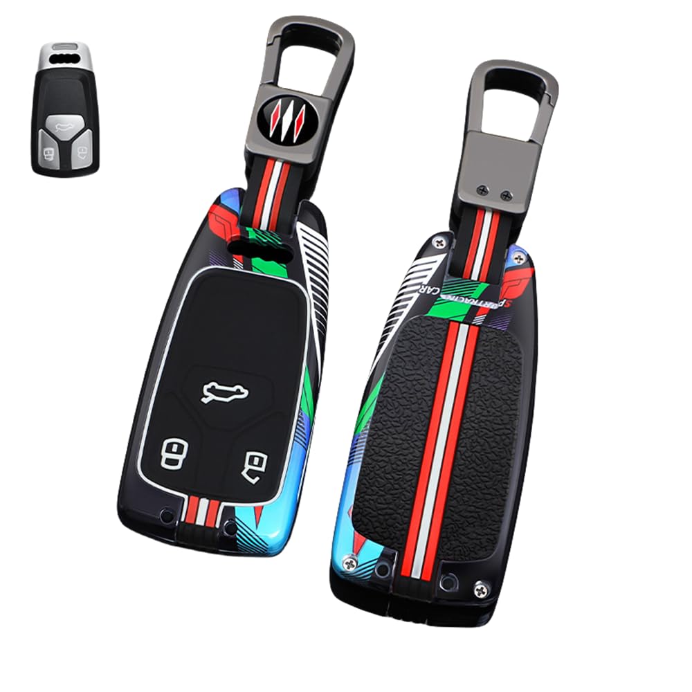 Autoschlüssel Hülle Kompatibel mit Audi A1 A3 A4 A6 A8 Quattro Q2 Q3 Q7 R8 RS3 RS6 S3 S6 TT TTS, Zinklegierung Autoschlüssel (A) von HYSDFFG