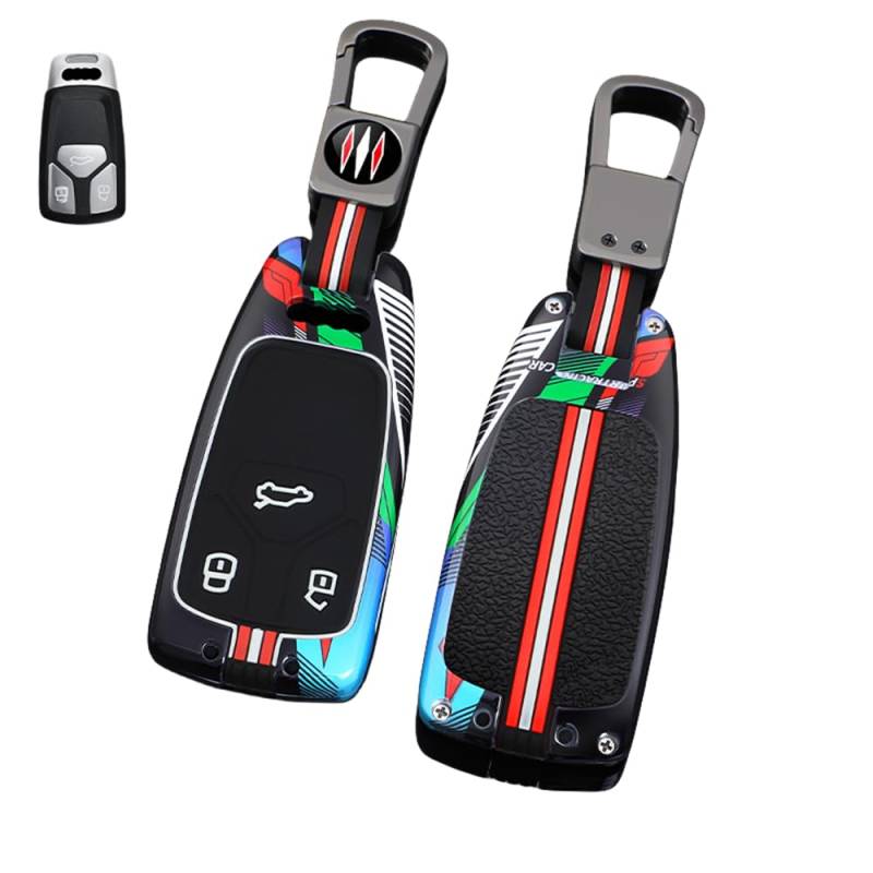 Autoschlüssel Hülle Kompatibel mit Audi A1 A3 A4 A6 A8 Quattro Q2 Q3 Q7 R8 RS3 RS6 S3 S6 TT TTS, Zinklegierung Autoschlüssel (A) von HYSDFFG