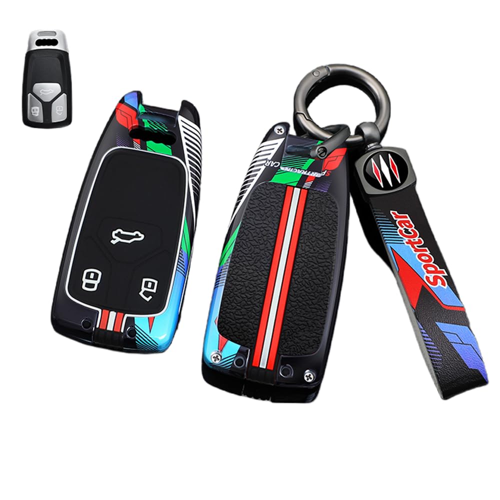 Autoschlüssel Hülle Kompatibel mit Audi A1 A3 A4 A6 A8 Quattro Q2 Q3 Q7 R8 RS3 RS6 S3 S6 TT TTS, Zinklegierung Autoschlüssel (B) von HYSDFFG