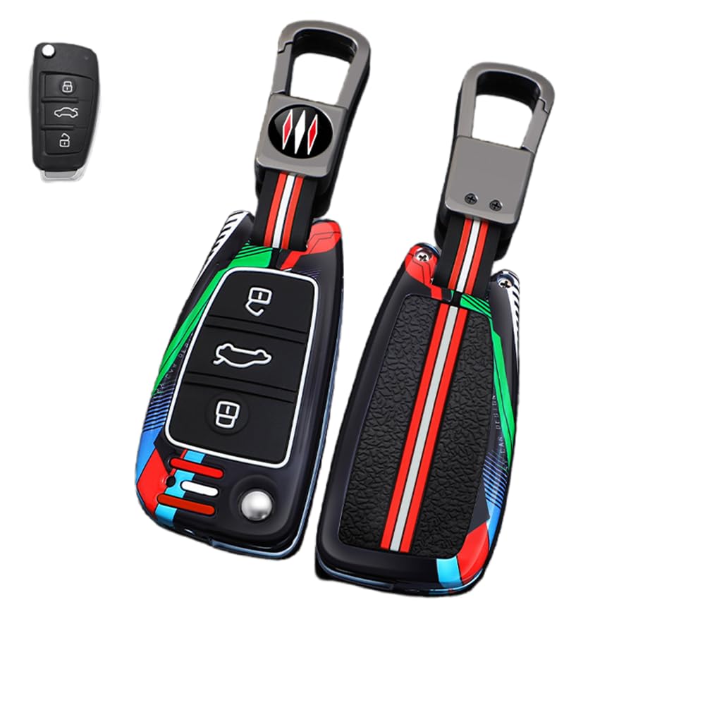 Autoschlüssel Hülle Kompatibel mit Audi A1 A3 A4 A6 A8 Quattro Q2 Q3 Q7 R8 RS3 RS6 S3 S6 TT TTS, Zinklegierung Autoschlüssel (E) von HYSDFFG