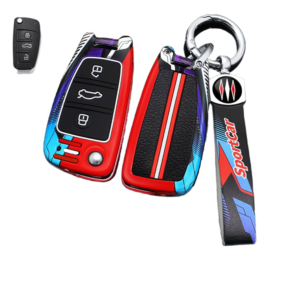 Autoschlüssel Hülle Kompatibel mit Audi A1 A3 A4 A6 A8 Quattro Q2 Q3 Q7 R8 RS3 RS6 S3 S6 TT TTS, Zinklegierung Autoschlüssel (H) von HYSDFFG