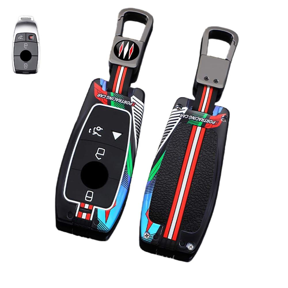 Autoschlüssel Hülle Kompatibel mit Mercedes Benz A B C E G S Klasse GLA GLC GLE GLK GLS CLA CLE CLS AMG E200 W177 W205 W213, Zinklegierung Autoschlüssel (E) von HYSDFFG