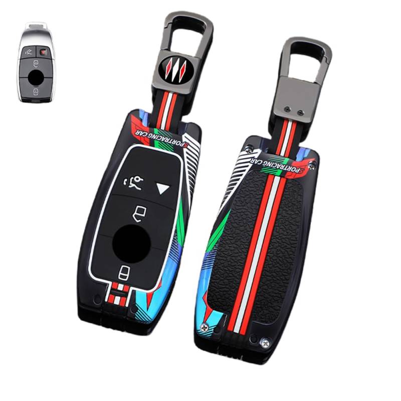 Autoschlüssel Hülle Kompatibel mit Mercedes Benz A B C E G S Klasse GLA GLC GLE GLK GLS CLA CLE CLS AMG E200 W177 W205 W213, Zinklegierung Autoschlüssel (E) von HYSDFFG