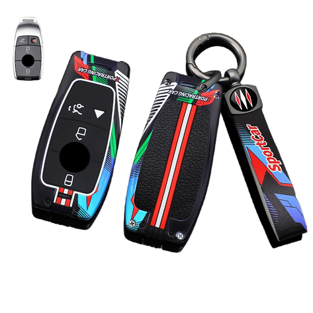 Autoschlüssel Hülle Kompatibel mit Mercedes Benz A B C E G S Klasse GLA GLC GLE GLK GLS CLA CLE CLS AMG E200 W177 W205 W213, Zinklegierung Autoschlüssel (F) von HYSDFFG