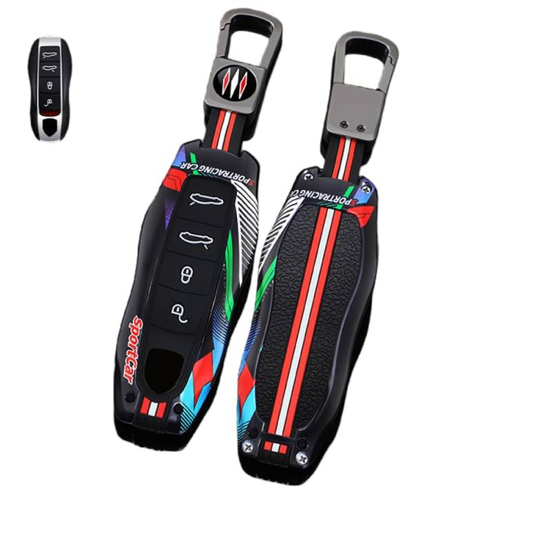 Autoschlüssel Hülle Kompatibel mit Porsche Cayenne 958 911 996 Macan Panamera 997 987 987 GT3 Cayman, Zinklegierung Autoschlüssel (E) von HYSDFFG