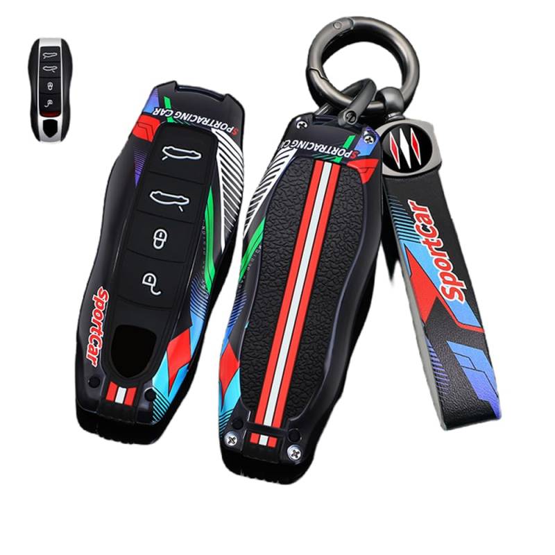 Autoschlüssel Hülle Kompatibel mit Porsche Cayenne 958 911 996 Macan Panamera 997 987 987 GT3 Cayman, Zinklegierung Autoschlüssel (F) von HYSDFFG