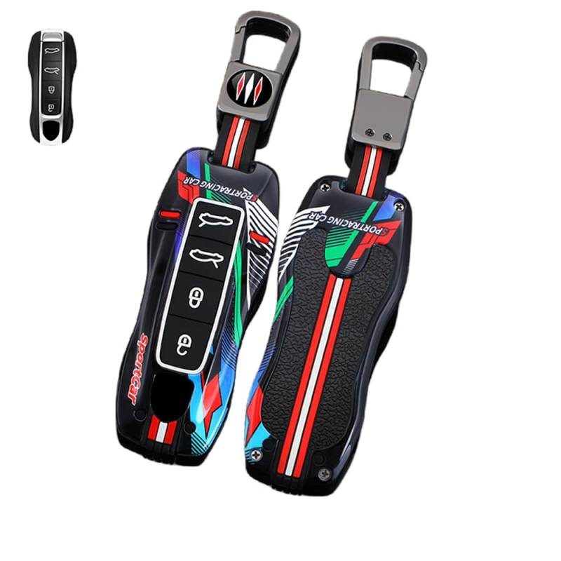Autoschlüssel Hülle Kompatibel mit Porsche Cayenne Panamera Macan 911 Carrera Taycan 2019-2020, Zinklegierung Autoschlüssel (E) von HYSDFFG