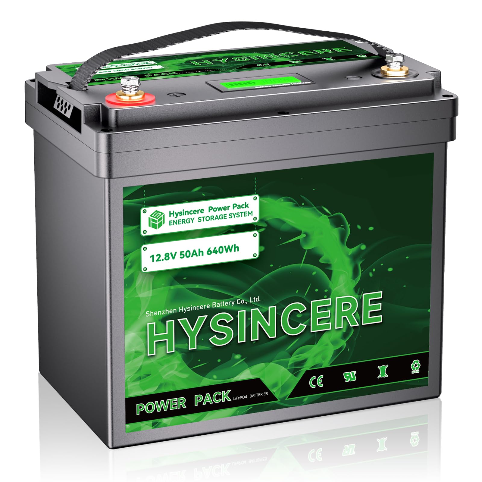 12V 50Ah LiFePO4 Batterie(1 Pack), 50A BMS, 4000-15000 Zyklen Deep Cycle Lithium Akku, MAX 640W Leistung, Perfekter Ersatz für Blei-Säure Batterien für Wohnmobil, Solar, Boote, Reiseanhänger von HYSINCERE