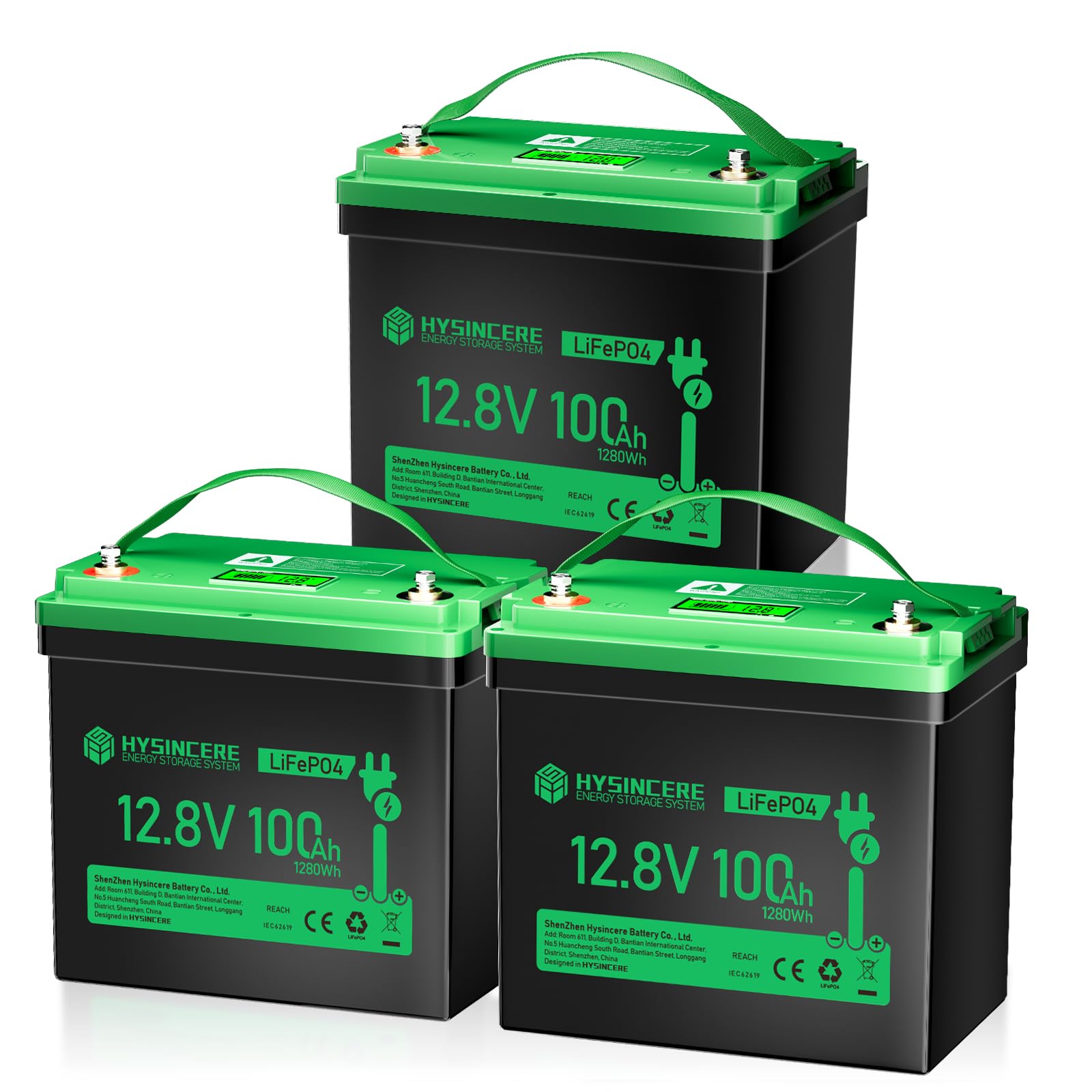 HYSINCERE 12V 100Ah LiFePO4 MINI Lithium Batterie mit LED 3 Pack, 100A Intelligente BMS & Max.15000 Zyklen, 12 Volt Deep Cycle Akku 1280Wh Wiederaufladbare für Wohnmobil, Camping, Solar Home Systeme HYSINCERE 12V 100Ah LiFePO4 MINI Lithium Batterie mit LED 3 Pack, 100A Intelligente BMS & Max.15000 Zyklen, 12 Volt Deep Cycle Akku 1280Wh Wiederaufladbare für Wohnmobil, Camping, Solar Home Systeme von HYSINCERE