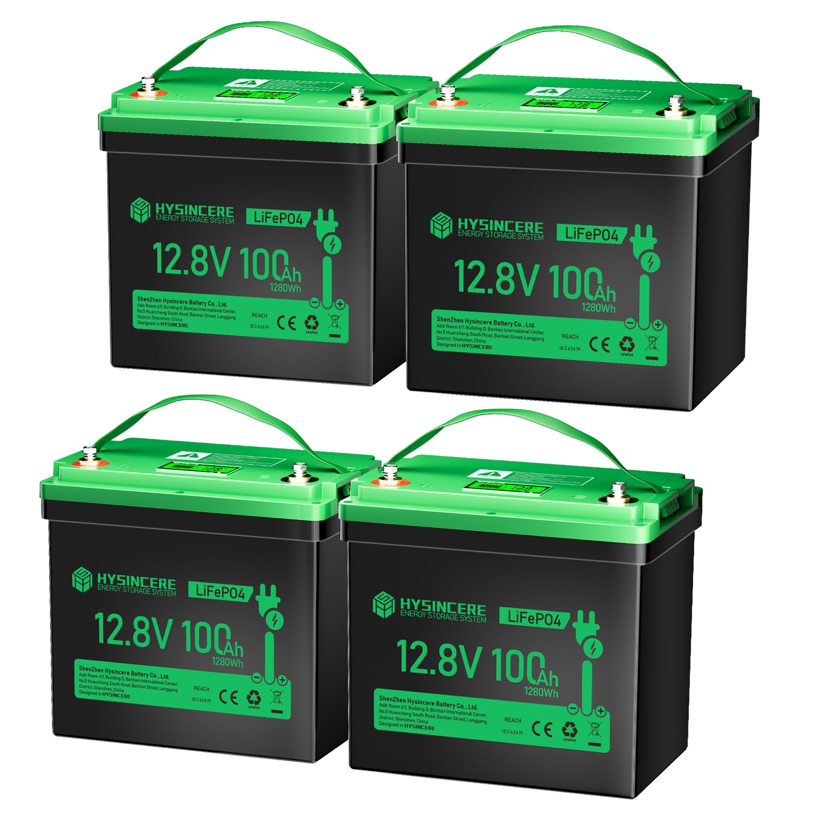 HYSINCERE 12V 100Ah LiFePO4 MINI Lithium Batterie mit LED 4 Pack, 100A Intelligente BMS & Max.15000 Zyklen, 12 Volt Deep Cycle Akku 1280Wh Wiederaufladbare für Wohnmobil, Camping, Solar Home Systeme HYSINCERE 12V 100Ah LiFePO4 MINI Lithium Batterie mit LED 4 Pack, 100A Intelligente BMS & Max.15000 Zyklen, 12 Volt Deep Cycle Akku 1280Wh Wiederaufladbare für Wohnmobil, Camping, Solar Home Systeme von HYSINCERE