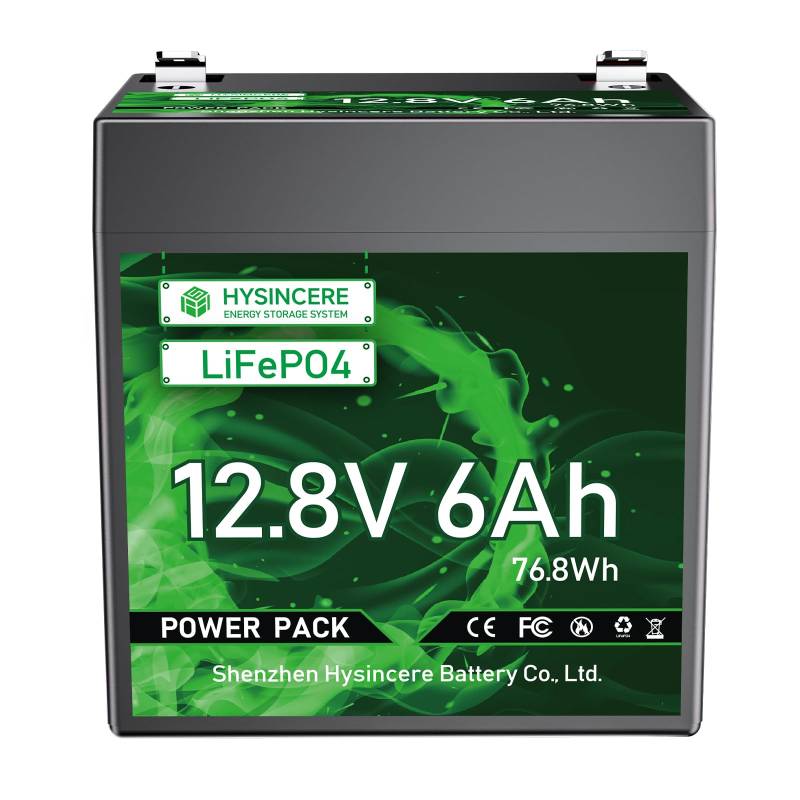 HYSINCERE 12V 6Ah LiFePO4 Lithium Batterie mit 10A BMS-Intelligent Schutz, Wiederaufladbare Akku 3000+ Deep Cycle für Notstrombeleuchtung, Fischfinder, Camping, Rasenmäher, Solarpanel, Wohnmobile von HYSINCERE
