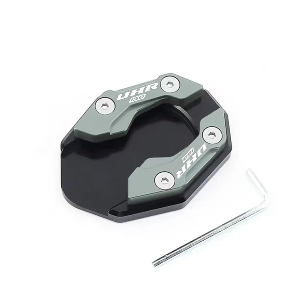 Motorrad Parkplatz Kick Ständer/Passend for HAOJUE UHR150 UHR125 Uhr 150 125 CNC-Motorradständer Fußvergrößerer Seitenverlängerungspolster Ständerstützplatte(Titanium) von HYUDXH