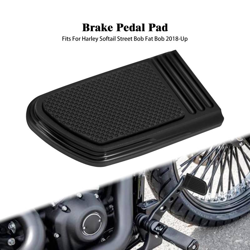 Motorrad-Pedal Motorrad CNC Bremspedalauflage Abdeckung Schwarze Fußstütze/Fit for Harley Softail Fat Bob FXDF Street Bob FXFB FXFBS 2018-2021 2022 2023(Brake Pedal Pad B) von HYUDXH