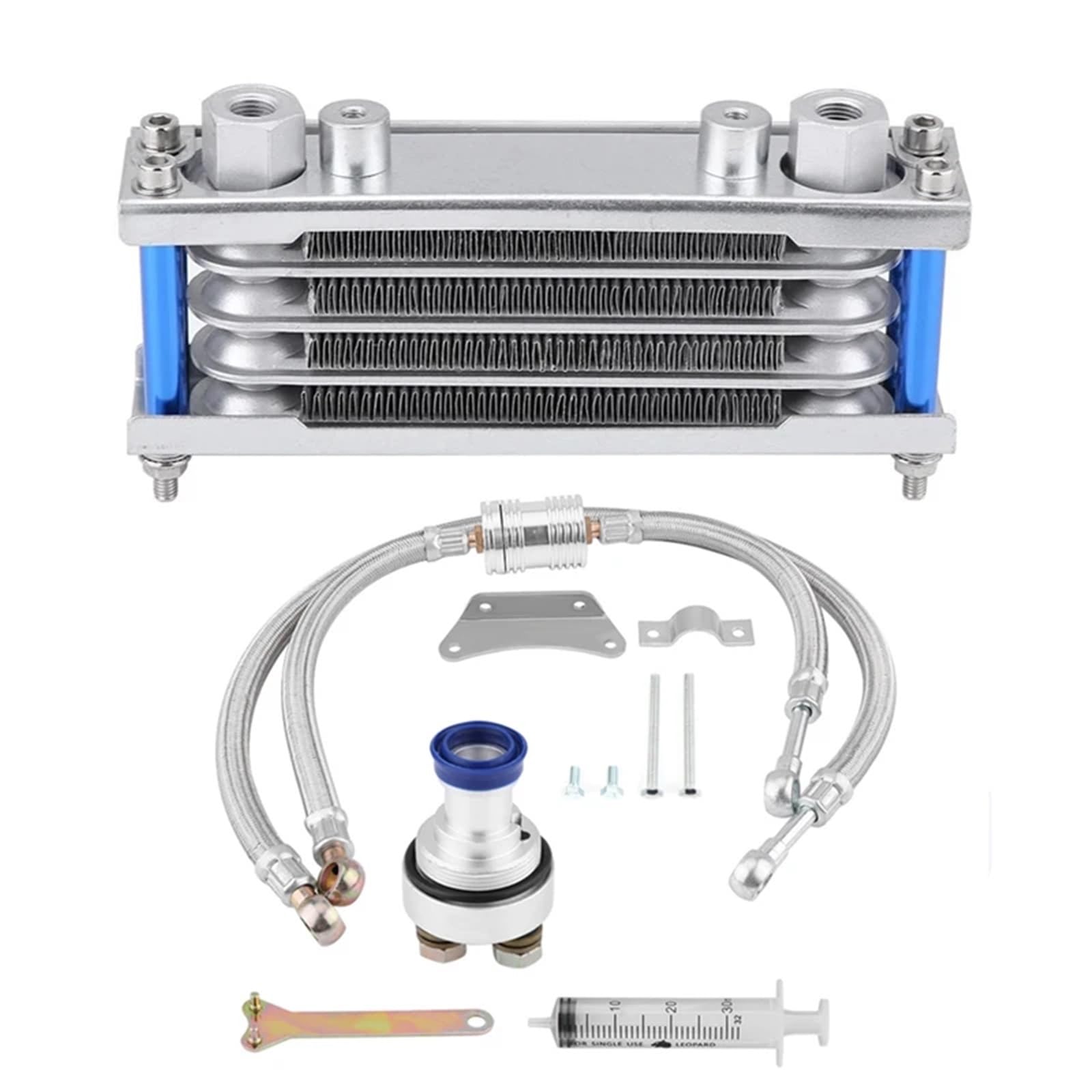 Water Cooler 65ML Motorcycle Oil Cooler System Kit/Fit for Honda CB CG 100CC-250CC Engine with Left Bottom Filter Cap(SilverOil Cooler kit) von HYUDXH