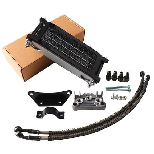 Water Cooler Ölkühler, Motorrad-Ölkühler-Kit, Motorkühlung, universell passend for 50 110 125 140cc Motocross Dirt Pit Bike ATV Enduro Teile(Black A 12 140cc L) von HYUDXH