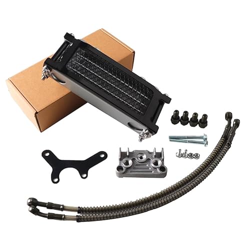 Water Cooler Ölkühler, Motorrad-Ölkühler-Kit, Motorkühlung, universell passend for 50 110 125 140cc Motocross Dirt Pit Bike ATV Enduro Teile(Black A 125 140cc) von HYUDXH