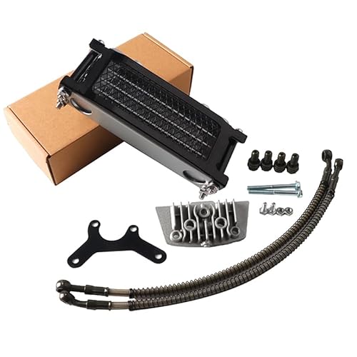 Water Cooler Ölkühler, Motorrad-Ölkühler-Kit, Motorkühlung, universell passend for 50 110 125 140cc Motocross Dirt Pit Bike ATV Enduro Teile(Black A 50 100cc) von HYUDXH