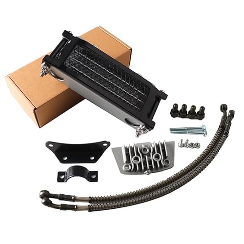 Water Cooler Ölkühler, Motorrad-Ölkühler-Kit, Motorkühlung, universell passend for 50 110 125 140cc Motocross Dirt Pit Bike ATV Enduro Teile(Black A 50 100cc L) von HYUDXH