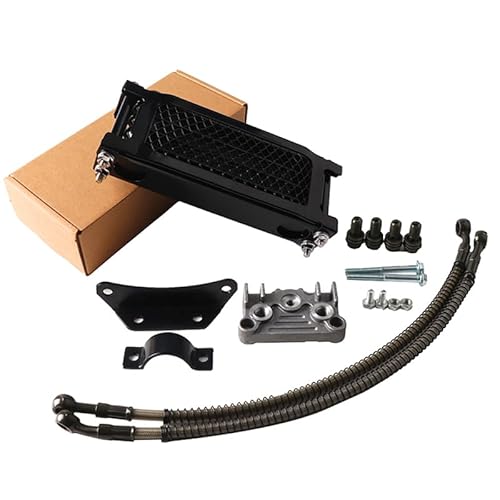 Water Cooler Ölkühler, Motorrad-Ölkühler-Kit, Motorkühlung, universell passend for 50 110 125 140cc Motocross Dirt Pit Bike ATV Enduro Teile(Black B 125 140cc) von HYUDXH