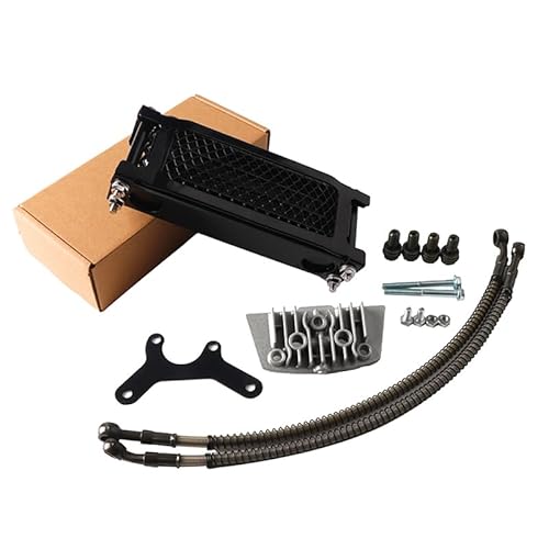 Water Cooler Ölkühler, Motorrad-Ölkühler-Kit, Motorkühlung, universell passend for 50 110 125 140cc Motocross Dirt Pit Bike ATV Enduro Teile(Black B 50 100cc) von HYUDXH