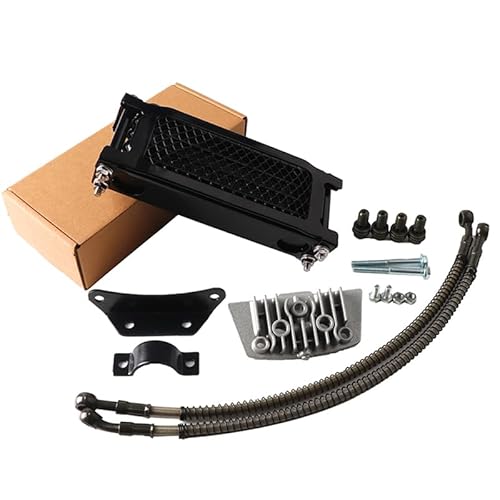Water Cooler Ölkühler, Motorrad-Ölkühler-Kit, Motorkühlung, universell passend for 50 110 125 140cc Motocross Dirt Pit Bike ATV Enduro Teile(Black B 50 100cc L) von HYUDXH