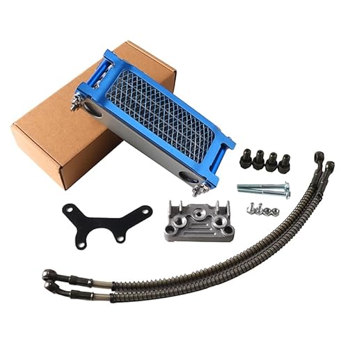 Water Cooler Ölkühler, Motorrad-Ölkühler-Kit, Motorkühlung, universell passend for 50 110 125 140cc Motocross Dirt Pit Bike ATV Enduro Teile(Blue 125cc 140cc) von HYUDXH