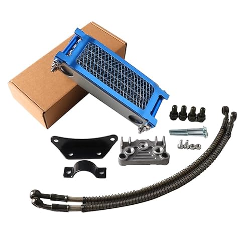 Water Cooler Ölkühler, Motorrad-Ölkühler-Kit, Motorkühlung, universell passend for 50 110 125 140cc Motocross Dirt Pit Bike ATV Enduro Teile(Blue 125cc 140cc L) von HYUDXH