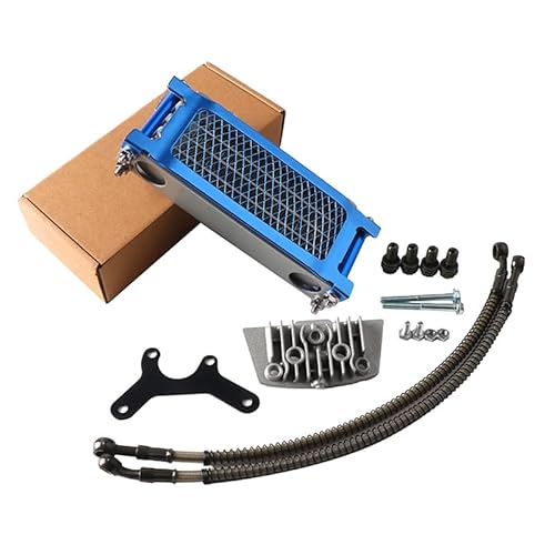 Water Cooler Ölkühler, Motorrad-Ölkühler-Kit, Motorkühlung, universell passend for 50 110 125 140cc Motocross Dirt Pit Bike ATV Enduro Teile(Blue 50cc 100cc) von HYUDXH