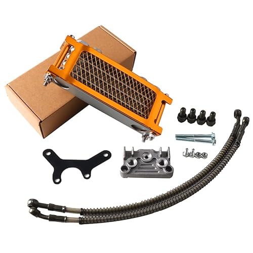 Water Cooler Ölkühler, Motorrad-Ölkühler-Kit, Motorkühlung, universell passend for 50 110 125 140cc Motocross Dirt Pit Bike ATV Enduro Teile(Gold 125cc 140cc) von HYUDXH