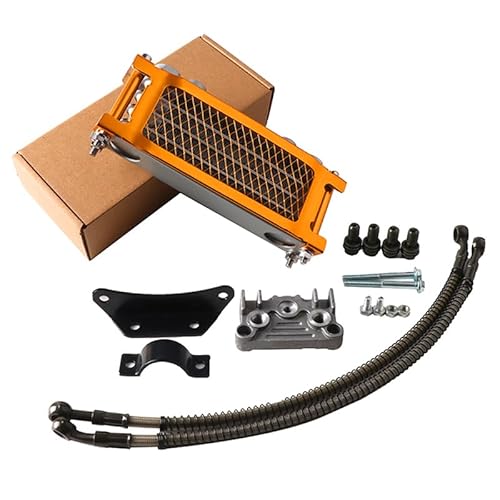 Water Cooler Ölkühler, Motorrad-Ölkühler-Kit, Motorkühlung, universell passend for 50 110 125 140cc Motocross Dirt Pit Bike ATV Enduro Teile(Gold 125cc 140cc L) von HYUDXH