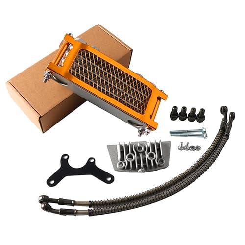 Water Cooler Ölkühler, Motorrad-Ölkühler-Kit, Motorkühlung, universell passend for 50 110 125 140cc Motocross Dirt Pit Bike ATV Enduro Teile(Gold 50cc 100cc) von HYUDXH