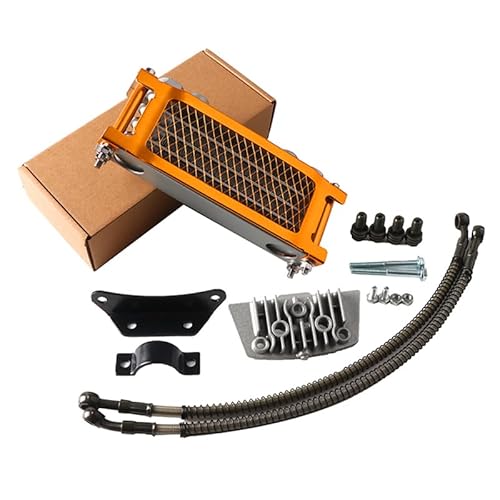 Water Cooler Ölkühler, Motorrad-Ölkühler-Kit, Motorkühlung, universell passend for 50 110 125 140cc Motocross Dirt Pit Bike ATV Enduro Teile(Gold 50cc 100cc L) von HYUDXH