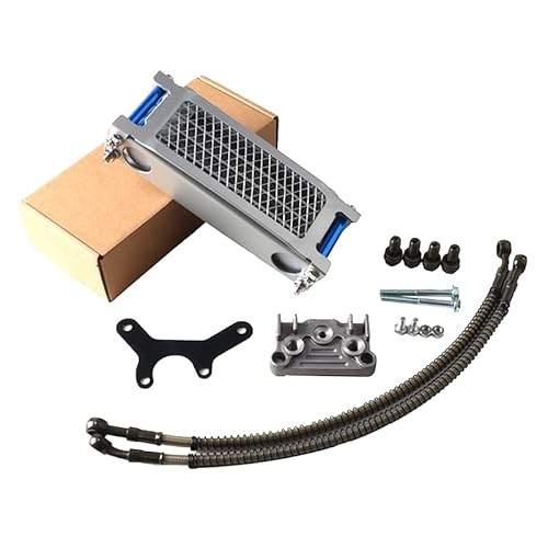Water Cooler Ölkühler, Motorrad-Ölkühler-Kit, Motorkühlung, universell passend for 50 110 125 140cc Motocross Dirt Pit Bike ATV Enduro Teile(Silver 125cc 140cc) von HYUDXH