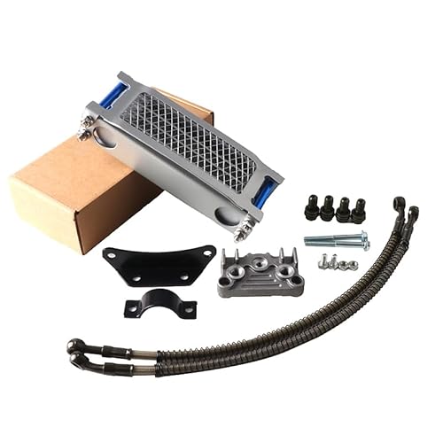 Water Cooler Ölkühler, Motorrad-Ölkühler-Kit, Motorkühlung, universell passend for 50 110 125 140cc Motocross Dirt Pit Bike ATV Enduro Teile(Silver 125cc 140cc L) von HYUDXH