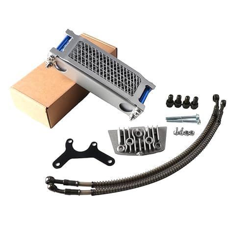 Water Cooler Ölkühler, Motorrad-Ölkühler-Kit, Motorkühlung, universell passend for 50 110 125 140cc Motocross Dirt Pit Bike ATV Enduro Teile(Silver 50cc 100cc) von HYUDXH