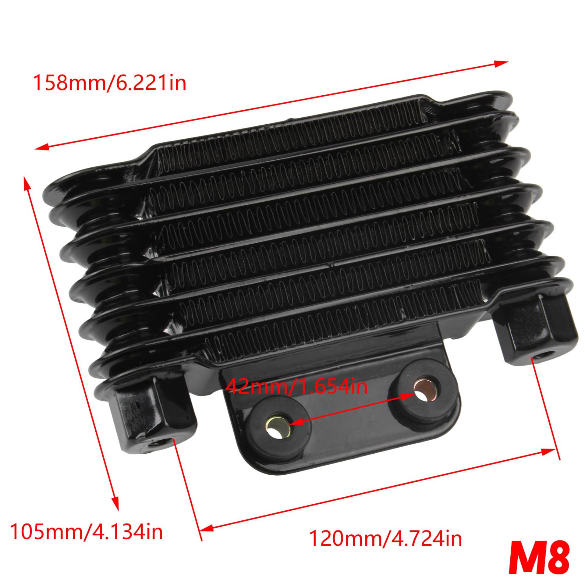 Water Cooler Powermotor Universal M8/M10 Motorrad Motobike Ölkühler Motoröl Kühler/Fit for K TM/Fit for Kawasaki 125CC-250CC Dirt Bike(Black M8) von HYUDXH