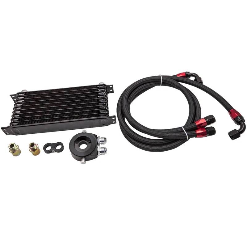 Water Cooler Universal 10 Row AN-10 Engine Aluminum Oil Cooler Kit + Filter Adaptor Hose End von HYUDXH