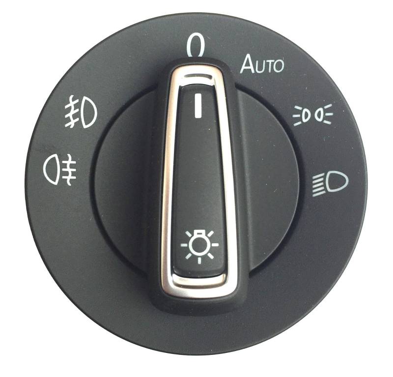 HZ-DESIGN Lichtschalter Schalter mit Chromkappe Automatik und Nebelscheinwerferfunktion NSW NSL MQB Hauptlicht kompatibel mit T6. von HZ-DESIGN