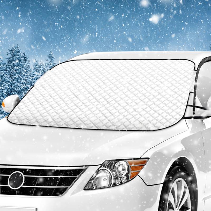 HZMJDHZM 142 x 96 cm Schneeschutz Auto Frontscheibe, Frontscheiben Abdeckung Auto Winter, Sonnenschutz Windschutzscheibenabdeckung, Faltbar Autoabdeckung Schutzfrost, Schnee, Staub, für Meisten Autos von Pehvdkuq