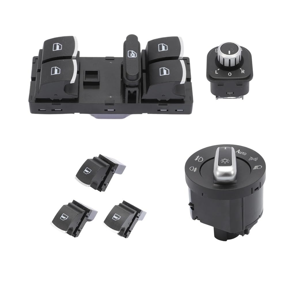 HZSMYXGS Fensterheber Schalter Kompatibel Mit VW Für Golf 2010–2013 Für J&etta 2011–2017 Master-Fensterheberschalter Elektrischer Steuerschalter 5K4959857 5ND959855(6 PCS) von HZSMYXGS