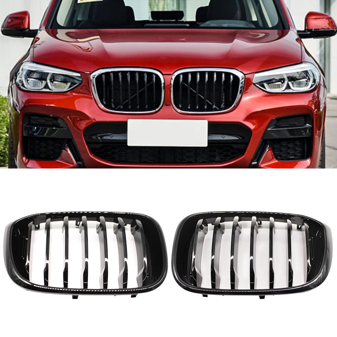 HZTWFC 2 Stück Auto Mesh Glänzend Schwarz Einzelne Zeile Renngitter Fronthaube Nierengitter Grill Für BMW X3 G01 X4 G02 2018 2019 2020 HZTWFC 2 Stück Auto Mesh Glänzend Schwarz Einzelne Zeile Renngitter Fronthaube Nierengitter Grill Für BMW X3 G01 X4 G02 2018 2019 2020 von HZTWFC
