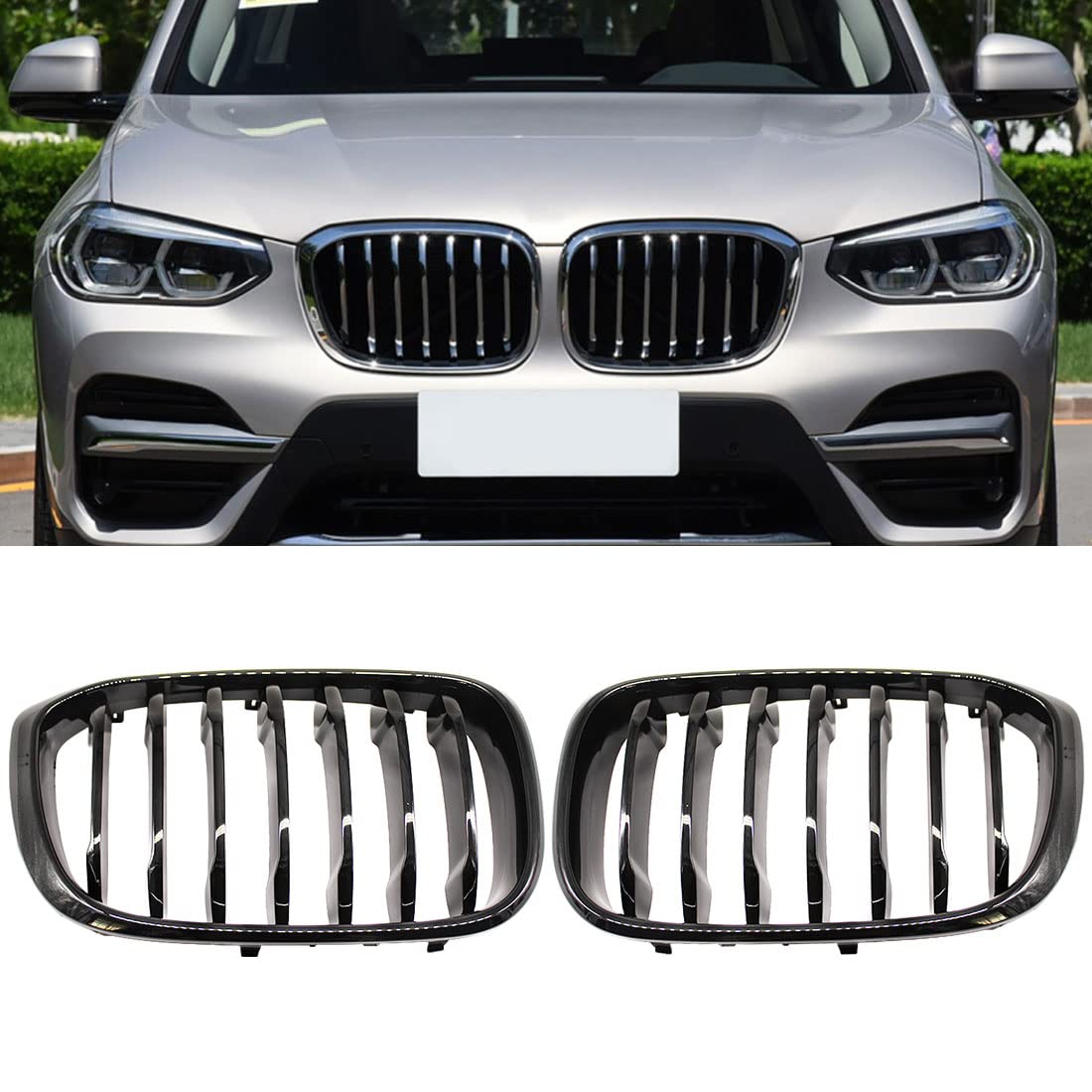 HZTWFC Auto Fronthaube Nierengitter glänzend schwarz einzelne Lamelle für BMW X3 X4 G01 G02 2018 2019 2020 HZTWFC Auto Fronthaube Nierengitter glänzend schwarz einzelne Lamelle für BMW X3 X4 G01 G02 2018 2019 2020 von HZTWFC
