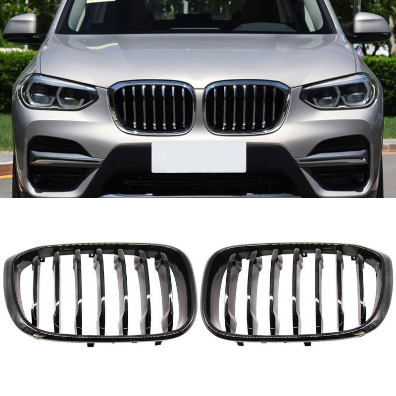 HZTWFC Auto Fronthaube Nierengitter glänzend schwarz einzelne Lamelle für BMW X3 X4 G01 G02 2018 2019 2020 von HZTWFC