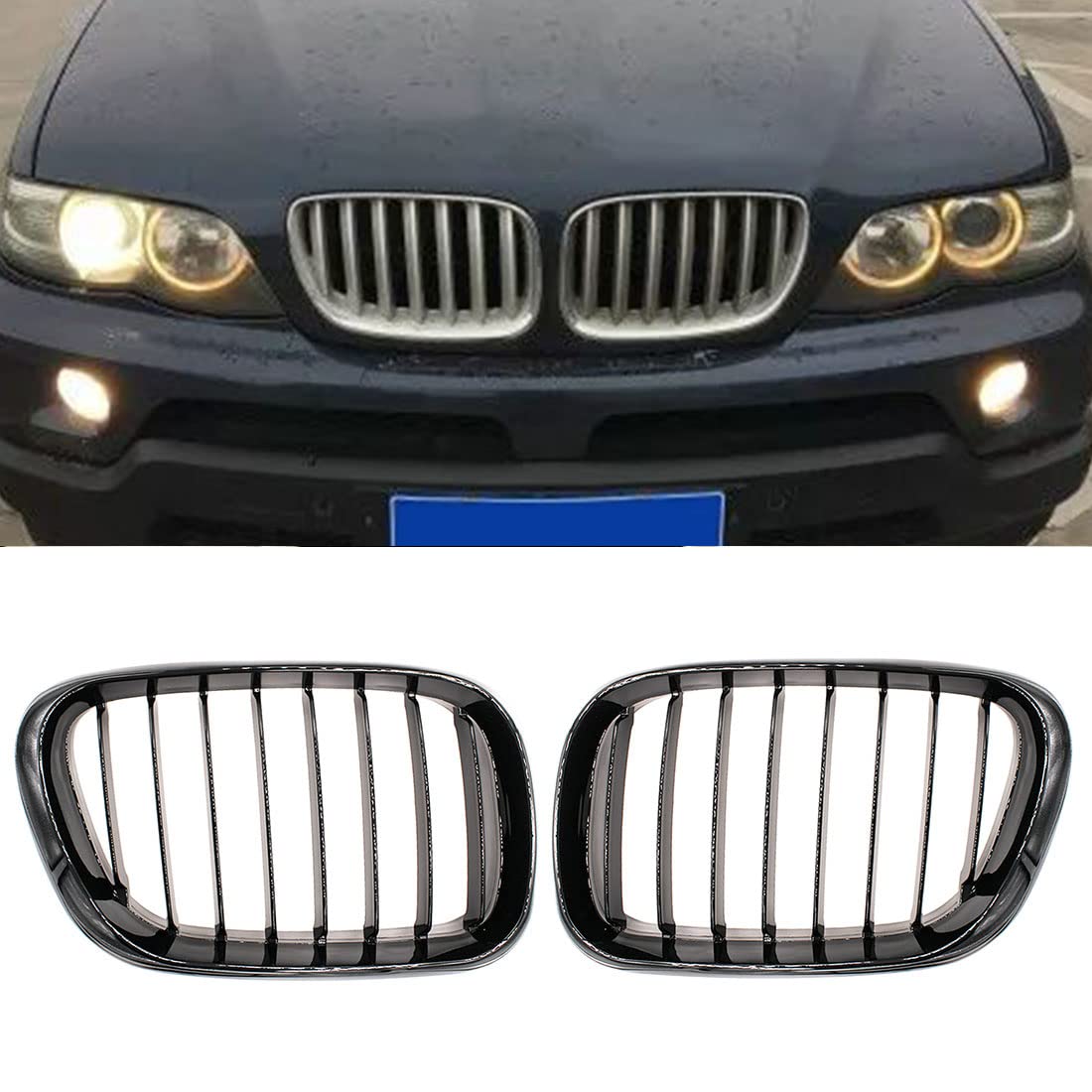 HZTWFC Auto Styling Front schwarzglänzend Einzellamelle Nieren Sportgitter Haubengrill für BMW E53 X5 1999 2000 2001 2002 2003 HZTWFC Auto Styling Front schwarzglänzend Einzellamelle Nieren Sportgitter Haubengrill für BMW E53 X5 1999 2000 2001 2002 2003 von HZTWFC
