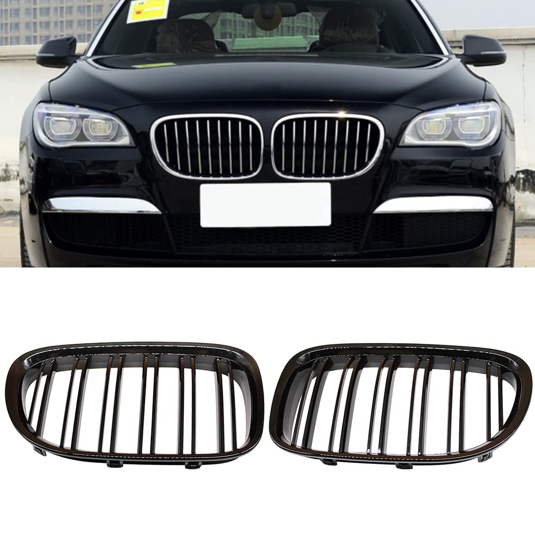 HZTWFC Doppellamelle Glänzend schwarz Grill Grills Grills Front Nierengitter für BMW F01 F02 7er 2009-2015 HZTWFC Doppellamelle Glänzend schwarz Grill Grills Grills Front Nierengitter für BMW F01 F02 7er 2009-2015 von HZTWFC